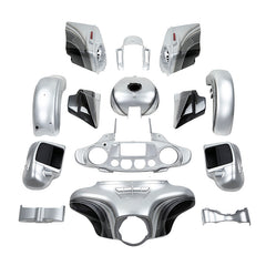 HR3 Silver / Black Honeycomb Fade Complete Body Fairing Kit For Harley CVO Street Glide FLHXSE 14-23