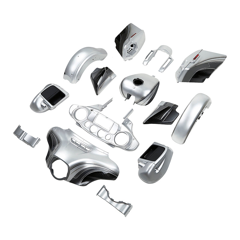 HR3 Silver / Black Honeycomb Fade Complete Body Fairing Kit For Harley CVO Street Glide FLHXSE 14-23