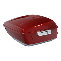 HR3 Wicked Red / Barracuda Silver King Size Touring Trunk Luggage with Speaker Cut Outs For 14-24 Harley Touring