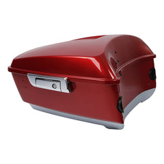 HR3 Wicked Red / Barracuda Silver King Size Touring Trunk Luggage with Speaker Cut Outs For 14-24 Harley Touring