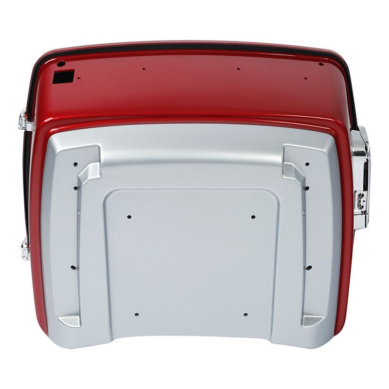 HR3 Wicked Red / Barracuda Silver King Size Touring Trunk Luggage with Speaker Cut Outs For 14-24 Harley Touring