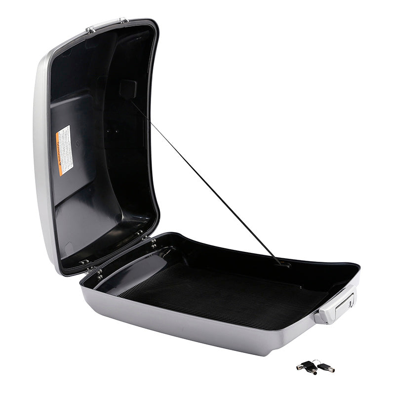 HR3 Charred Steel & Lightning Silver 5.5" Razor Style Touring Trunk Luggage For 14-24 Harley Touring