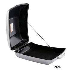 HR3 Charred Steel & Lightning Silver 5.5" Razor Style Touring Trunk Luggage For 14-24 Harley Touring