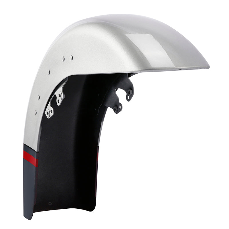 HR3 Charred Steel & Lightning Silver Motorcycle 18" Wide Tire Front Mudguard Fender For Harley Touring Models 2014-2023