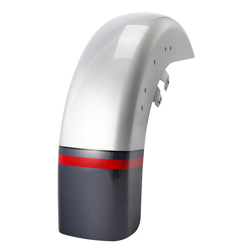 HR3 Charred Steel & Lightning Silver Motorcycle 18" Wide Tire Front Mudguard Fender For Harley Touring Models 2014-2023