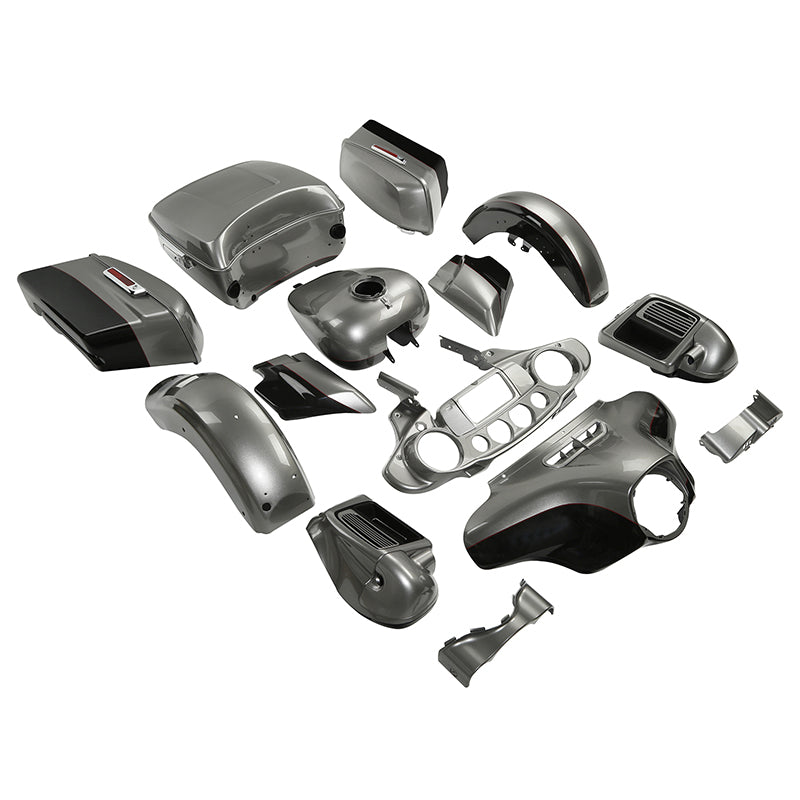HR3 Billet Silver / Vivid Black Complete Body Fairing Kit For Harley Ultra Limited FLHTK 14-23