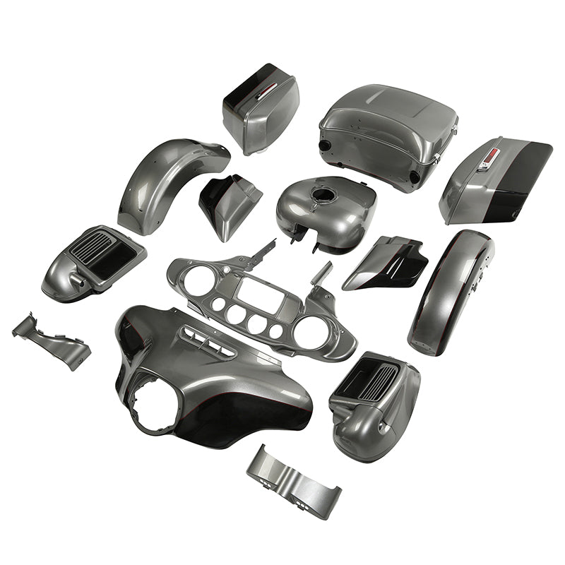 HR3 Billet Silver / Vivid Black Complete Body Fairing Kit For Harley Ultra Limited FLHTK 14-23