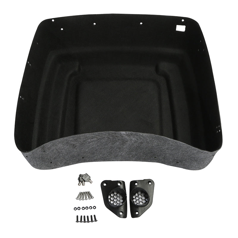 HR3 Billet Silver / Vivid Black 2017RGU King Size Touring Trunk Luggage with Speaker Cut Outs For 14-24 Harley Touring