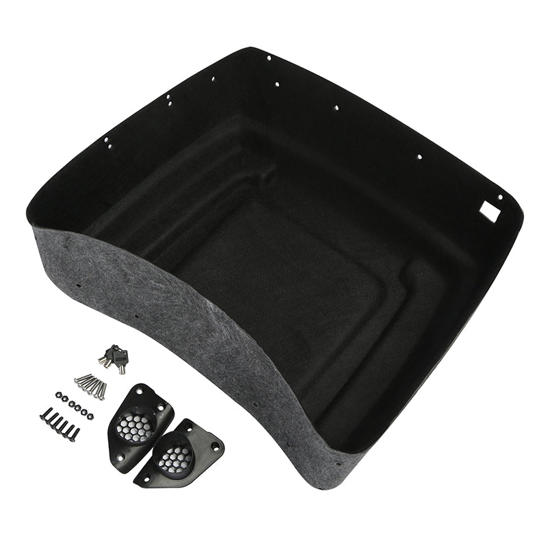 HR3 Billet Silver / Vivid Black 2017RGU King Size Touring Trunk Luggage with Speaker Cut Outs For 14-24 Harley Touring
