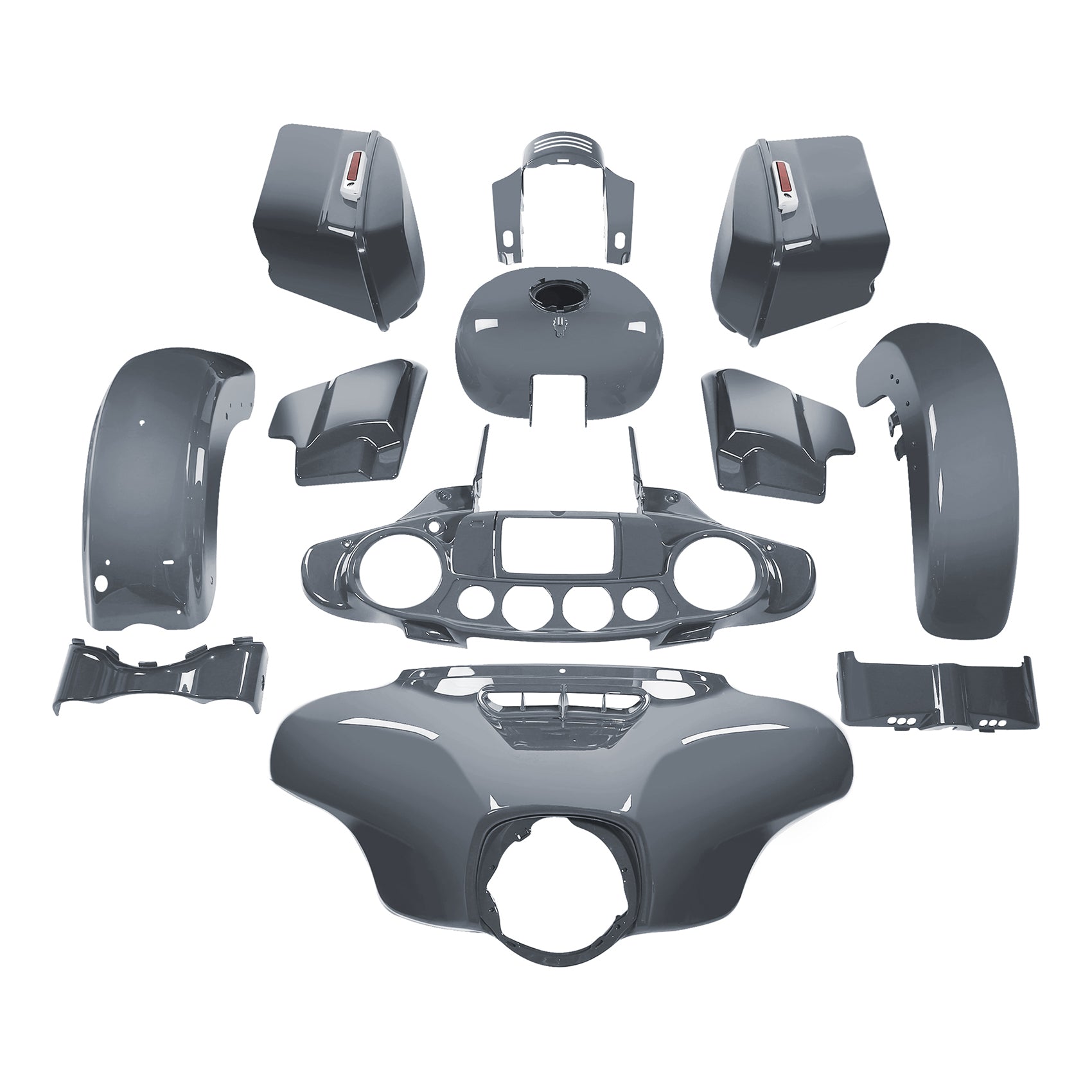 HR3 Gunship Gray Complete Body Fairing Kit For Harley Street Glide FLHX 14-23