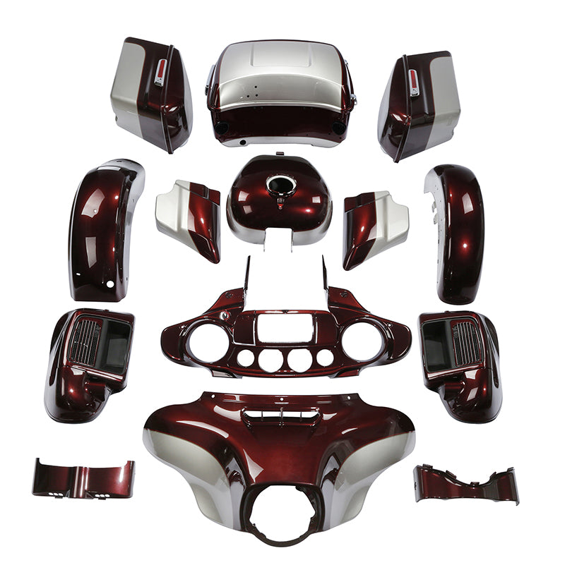 HR3 Twisted Cherry / Silver Fortune Complete Body Fairing Kit For Harley Ultra Limited FLHTK 14-23