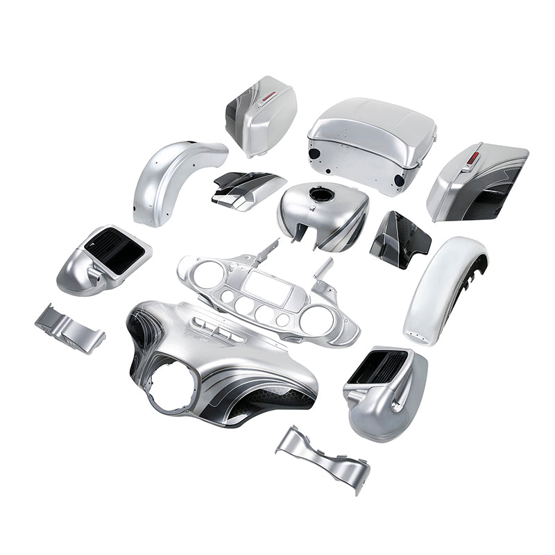 HR3 Silver / Black Honeycomb Fade Complete Body Fairing Kit For Harley Ultra Limited FLHTK 14-23