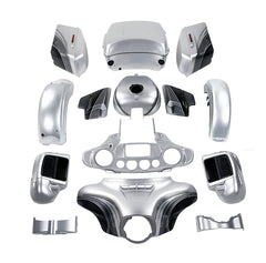 HR3 Silver / Black Honeycomb Fade Complete Body Fairing Kit For Harley Ultra Limited FLHTK 14-23