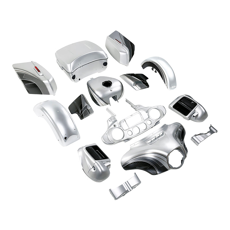 HR3 Silver / Black Honeycomb Fade Complete Body Fairing Kit For Harley Ultra Limited FLHTK 14-23