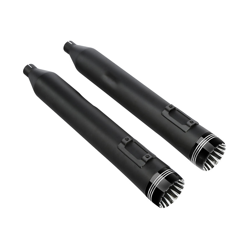 Santee 4"Slip-On Mufflers Fit For 95-16 Harley-Davidson Touring Exhaust Pipe Dual Matte Black Chrome