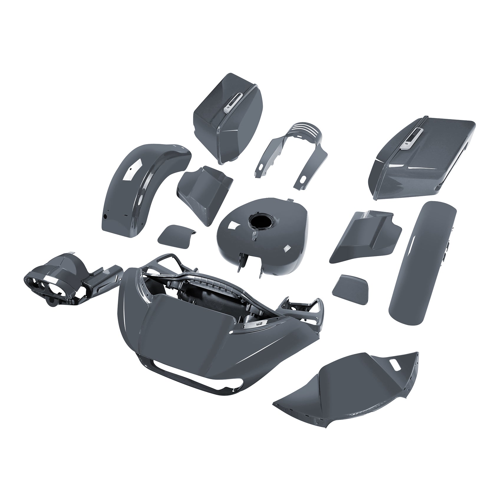 HR3 Gunship Gray Complete Body Fairing Kit For Harley Road Glide FLTRX 15-23