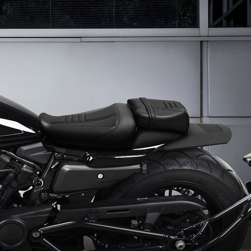 C.C. RIDER Sportster Seat 2 Piece Seat Driver And Passegner Seat Black Carbon Fiber Fit For Harley Sportster S RH1250S 2021-Later