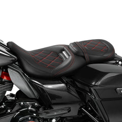 C.C. RIDER Touring Seat Two Piece 2 Up Seat Low Profile Driver Passenger Seat Octane For Road Glide Street Glide Road King, 2009-2023