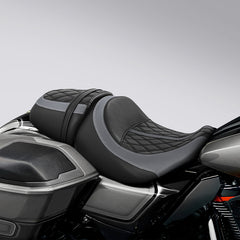 C.C. RIDER Touring Seat Two Piece 2 Up Seat Driver Solo Seat Passenger Seat Gray Stitching For CVO Road Glide CVO Street Glide, 2023-2025