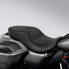 C.C. RIDER Touring Seat One Piece 2 Up Seat Driver Passenger Seat Honeycomb For Road Glide Street Glide, 2023-2024