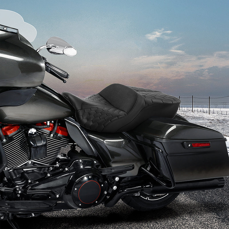 C.C. RIDER Touring Seat 2 Up Seat Driver Passenger Seat With Backrest For Harley CVO Road Glide Electra Glide Street Glide Road King, 2009-2023