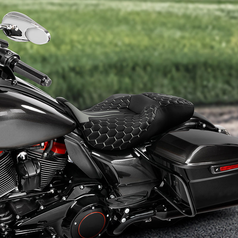 C.C. RIDER Touring Seat 2 up Seat Driver Passenger Seat For Harley Touring Street Glide Road Glide Electra Glide, 2008-2023