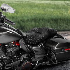 C.C. RIDER Touring Seat 2 up Seat Driver Passenger Seat For Harley Touring Street Glide Road Glide Electra Glide, 2008-2023