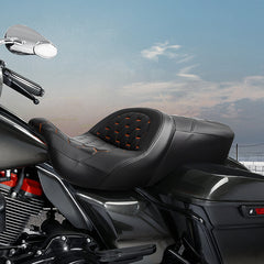 C.C. RIDER Touring Seat 2 Up Seat Driver Passenger Seat With Backrest For Harley CVO Road Glide Electra Glide Street Glide Road King, 2009-2023