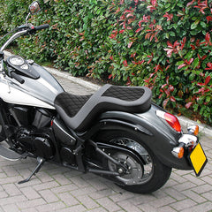 C.C. RIDER VN900 Vulcan Classic One Piece Seat Standard Driver Passenger Seat Grey Stripe For Kawasaki Vulcan Classic, 2006-2025