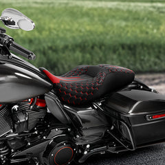 Gel Seat C.C. RIDER Touring Seat 2 up Seat Driver Passenger Seat For Harley Touring Street Glide Road Glide Electra Glide Honeycomb Stitiching, 2008-2023