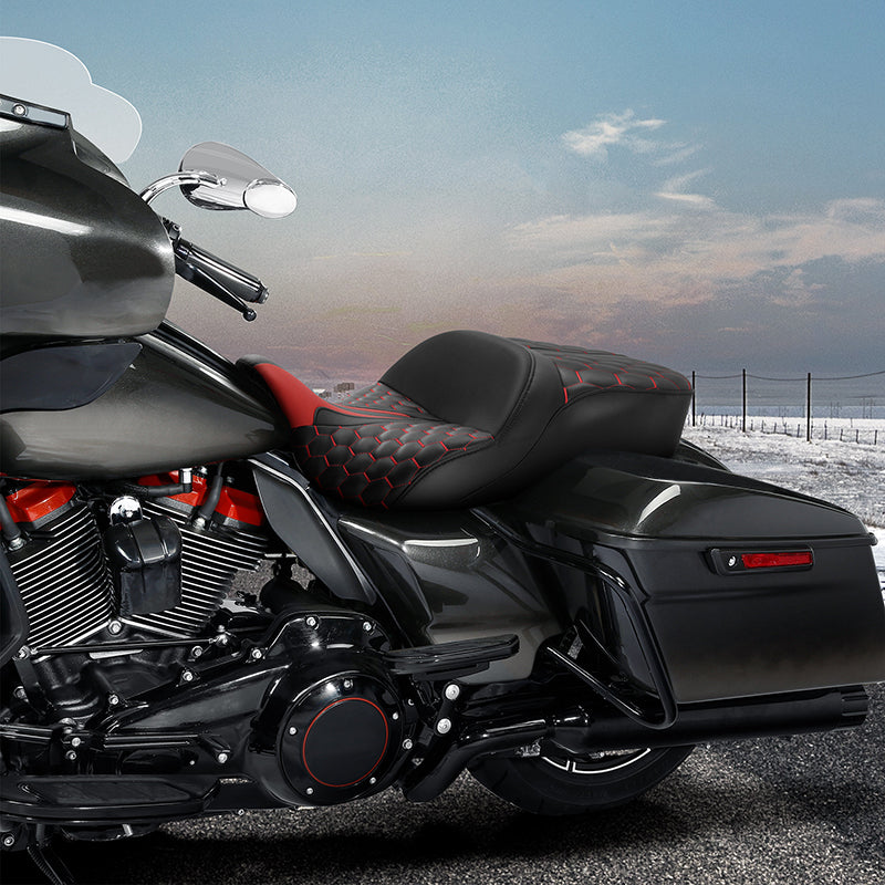 Gel Seat C.C. RIDER Touring Seat Driver Passenger Seat  For Harley CVO Road Glide Electra Glide Street Glide Road King, 2009-2023