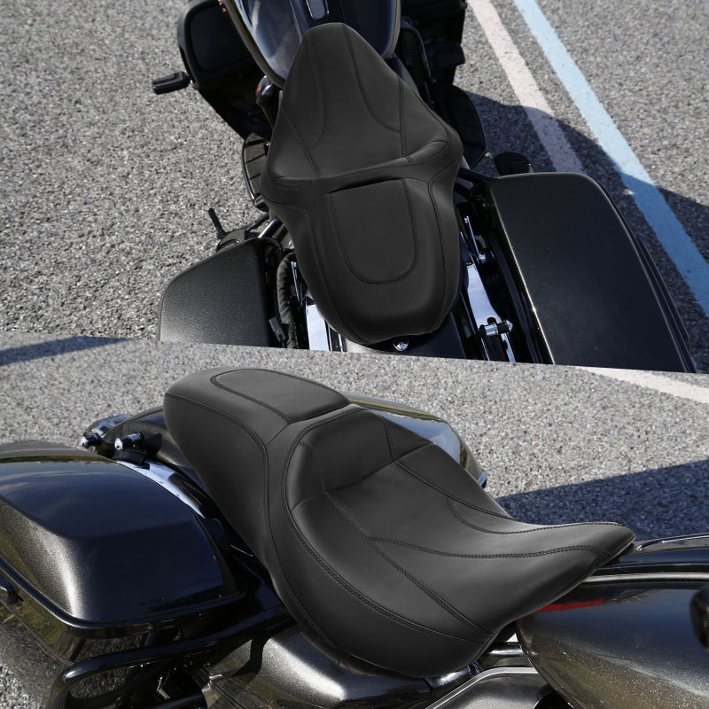 C.C. RIDER Touring Seat 2 up Seat Driver Passenger Seat Twisted Horizon For Harley Touring Street Glide Road Glide Electra Glide, 2008-2023