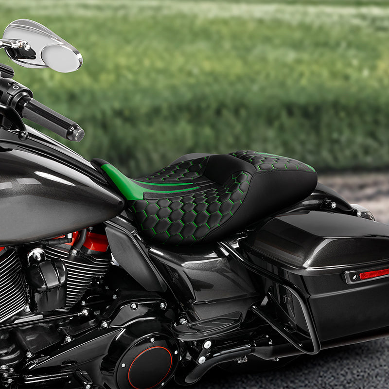 C.C. RIDER Touring Seat 2 up Seat Driver Passenger Seat For Harley Touring Street Glide Road Glide Electra Glide, 2008-2023