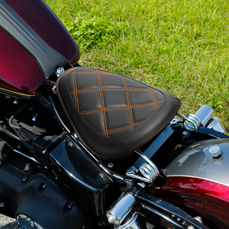 C.C. Rider Alcantara Solo Spring Seat for Harley Dyna Super Glide/Wide Glide 2007-2017 (Orange & Black)