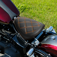 C.C. Rider Alcantara Solo Spring Seat for Harley Dyna Super Glide/Wide Glide 2007-2017 (Orange & Black)