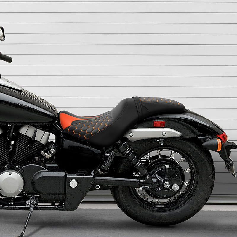 C.C. RIDER VT750C2 VT750C2B One Piece Seat Orange Honeycomb Design Fit Honda Shadow Spirit 2007-2015 Shadow Phantom 2009-2024