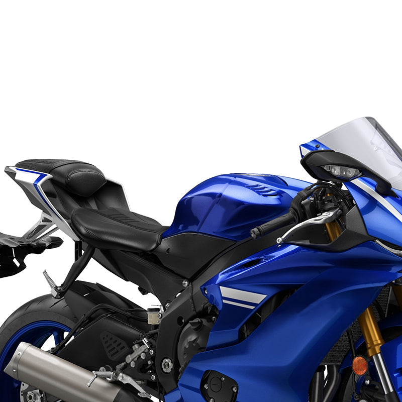 C.C. RIDER YZF R6 Front And Rear Seat Black Carbon Fiber Stitching For YAMAHA YZFR6 Black, 2017-2022