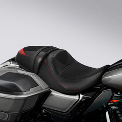 C.C. RIDER Touring Seat Two Piece 2 Up Seat Driver Solo Seat Passenger Seat Alcantara Leather Red Stitching For CVO Road Glide CVO Street Glide, 2023-2025
