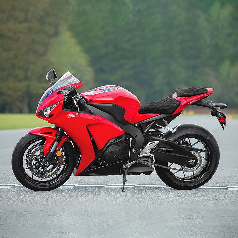 C.C. RIDER CBR1000RR Two Piece Seat Black Lattice Stitching For Honda CBR1000RR, 2008-2016