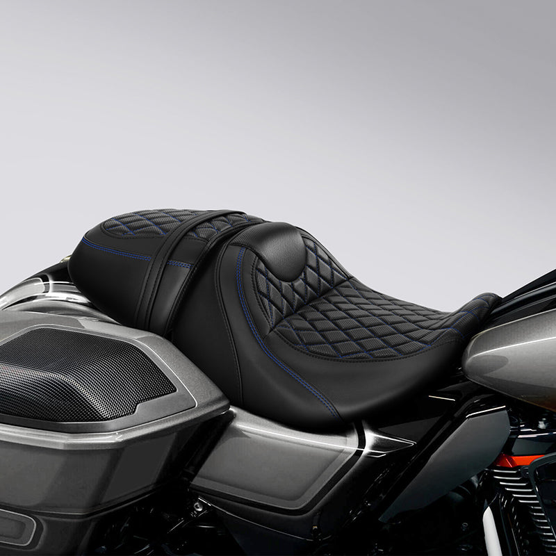 Gel Seat C.C. RIDER Touring Seat Two Piece 2 Up Seat Driver Solo Seat Passenger Seat Lattice Stitching For CVO Street Glide CVO Road Glide, 2023-2025