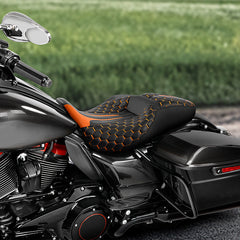 Gel Seat C.C. RIDER Touring Seat 2 up Seat Driver Passenger Seat For Harley Touring Street Glide Road Glide Electra Glide Honeycomb Stitiching, 2008-2023