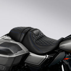 Gel Seat C.C. RIDER Touring Seat Two Piece 2 Up Seat Driver Solo Seat Passenger Seat Lattice Stitching For CVO Road Glide CVO Street Glide , 2023-2025