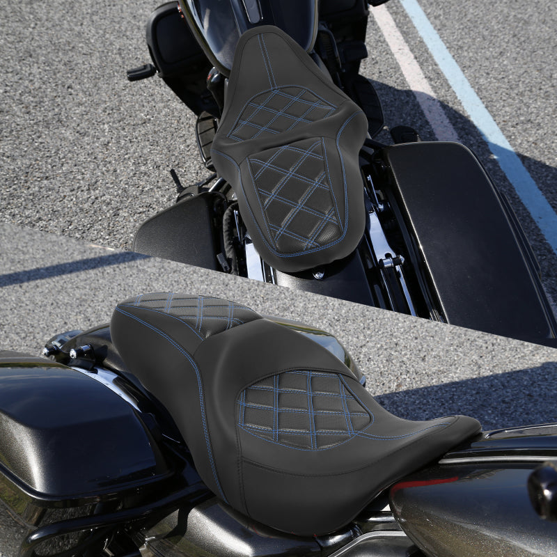C.C. RIDER Touring Seat 2 up Seat Driver Passenger Seat Aztec For Harley Touring Street Glide Road Glide Electra Glide, 2008-2023