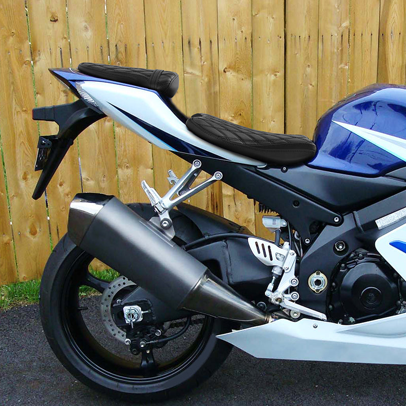 C.C. RIDER GSX-R1000 Front And Rear Seat Fit For SUZUKI GSXR1000 with Black Diamond Design, 2005, 2006