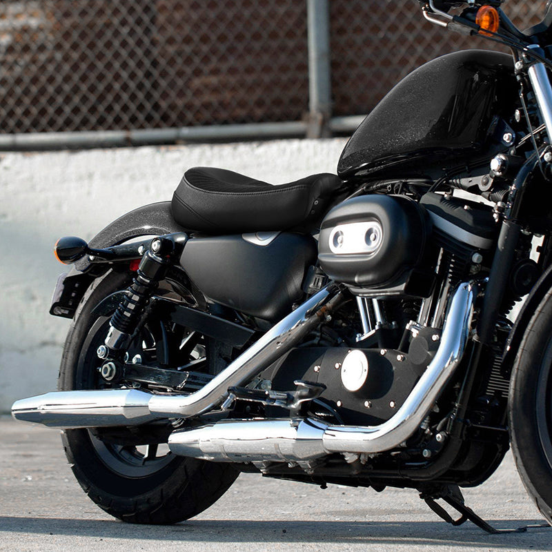 C.C.RIDER Sportster Seat Front Solo Seat Driver Rider Cushion Black Alcantara Leather, 2010-2023 XL models