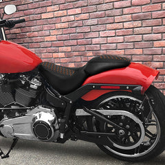 C.C.RIDER Softail Seat Two Piece 2 Up Seat Orange Honeycomb Stitching For Harley Softail Breakout FXBR FXBRS, 2018-2023