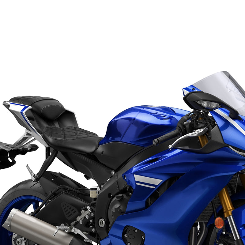 C.C. RIDER YZF R6 Front And Rear Seat Black Diamond Stitching For YAMAHA YZFR6 Black, 2017-2022
