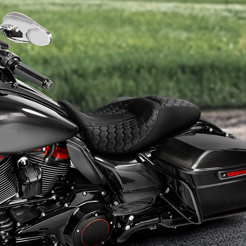 C.C. RIDER Touring Seat 2 up Seat Driver Passenger Seat For Harley Touring Street Glide Road Glide Electra Glide, 2008-2023