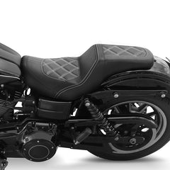 Gel Seat C.C. RIDER Dyna Step Up Seat 2 up Seat Diamond Stitching For Dyna Low Rider Fat Bob FXD/FXDWG, 2006-2017