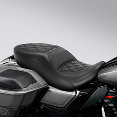 C.C. RIDER Touring Seat One Piece 2 Up Seat Driver Passenger Seat Black Diamond For Road Glide Street Glide, 2023-2024
